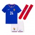 Camisa de Futebol França Ibrahima Konate #24 Equipamento Principal Infantil Europeu 2024 Manga Curta (+ Calças curtas)